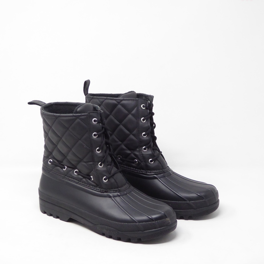 Sperry Women Duck Boots Black Quilted Saltwater Lace Up STS83093 Size 9